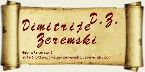 Dimitrije Zeremski vizit kartica